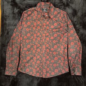 GUESS Men's Red Floral Dress Shirt